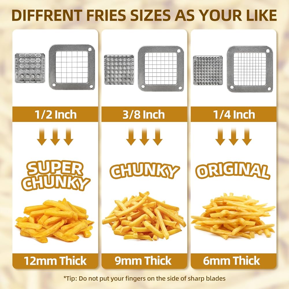 French Fry Cutter Commercial Potato Slicer with Suction Feet